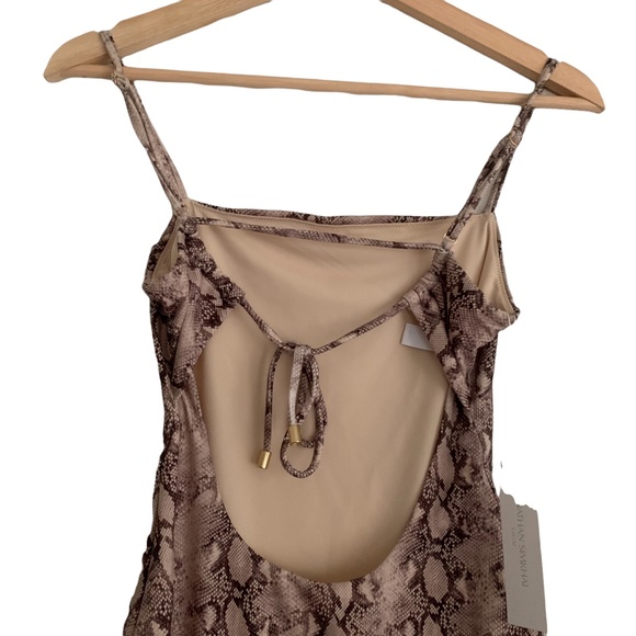 NWT Jonathan Simkhai Calla Apron Back One-Piece Bathing Suit Python Brown S - Picture 5 of 12
